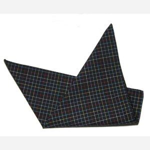 Oliver Spencer Italian Cotton Pocket Square Black Multicolor Window Pane Pattern